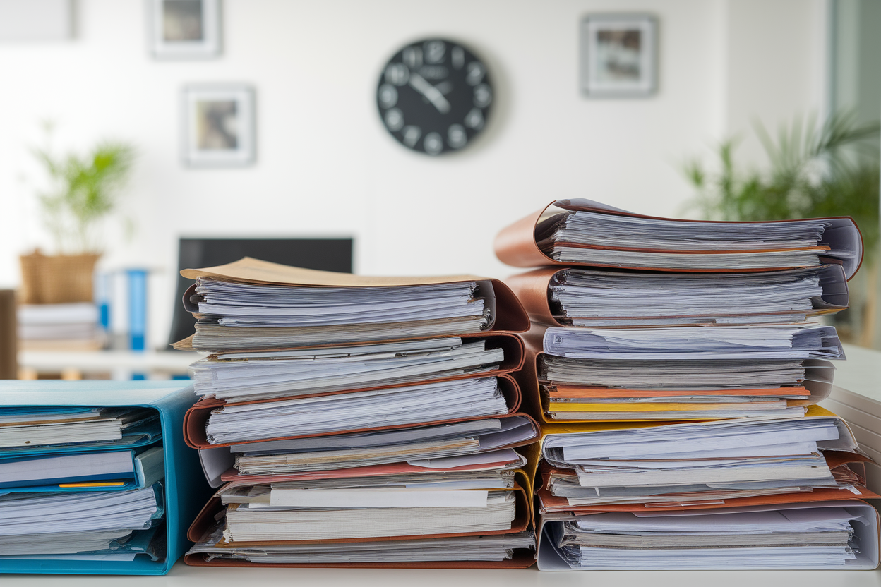 bureau-documents-dossiers-horloge
