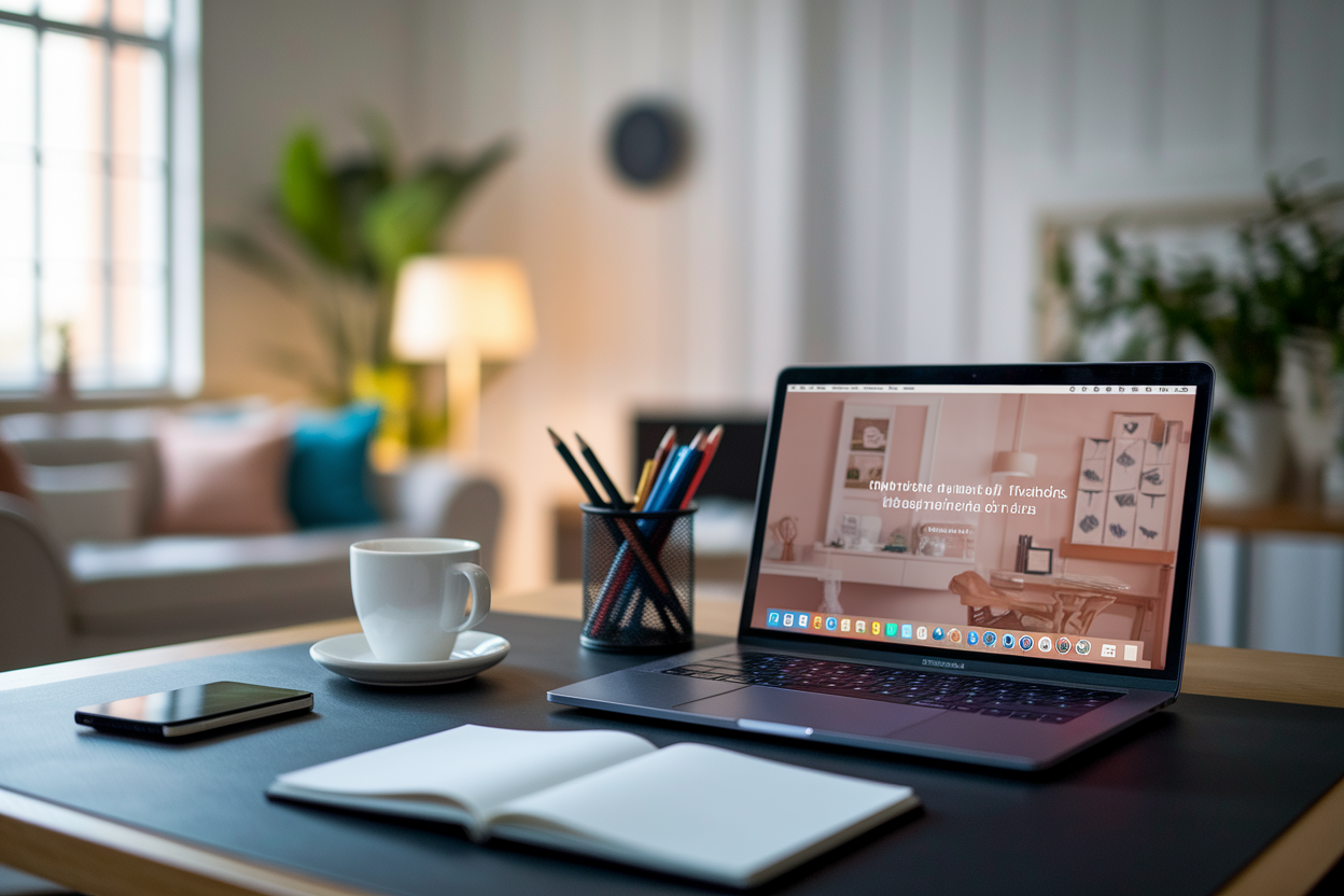 bureau-ordinateur-portable-ecran-flou