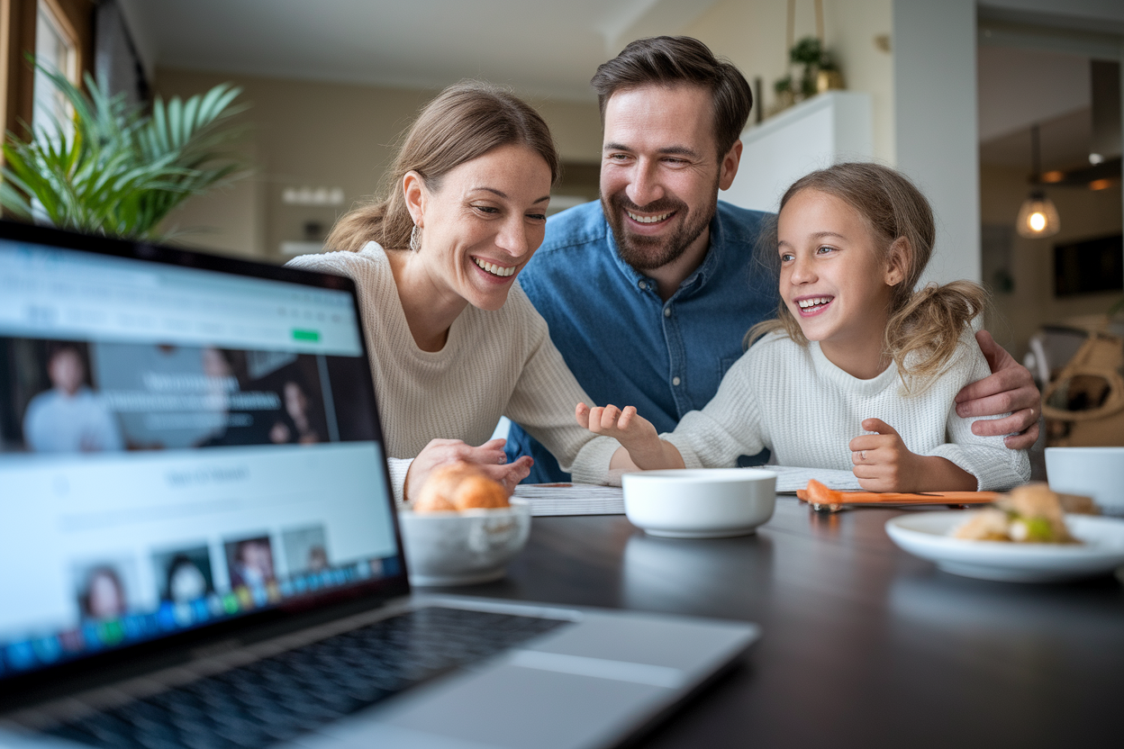 famille-table-ordinateur-sourires