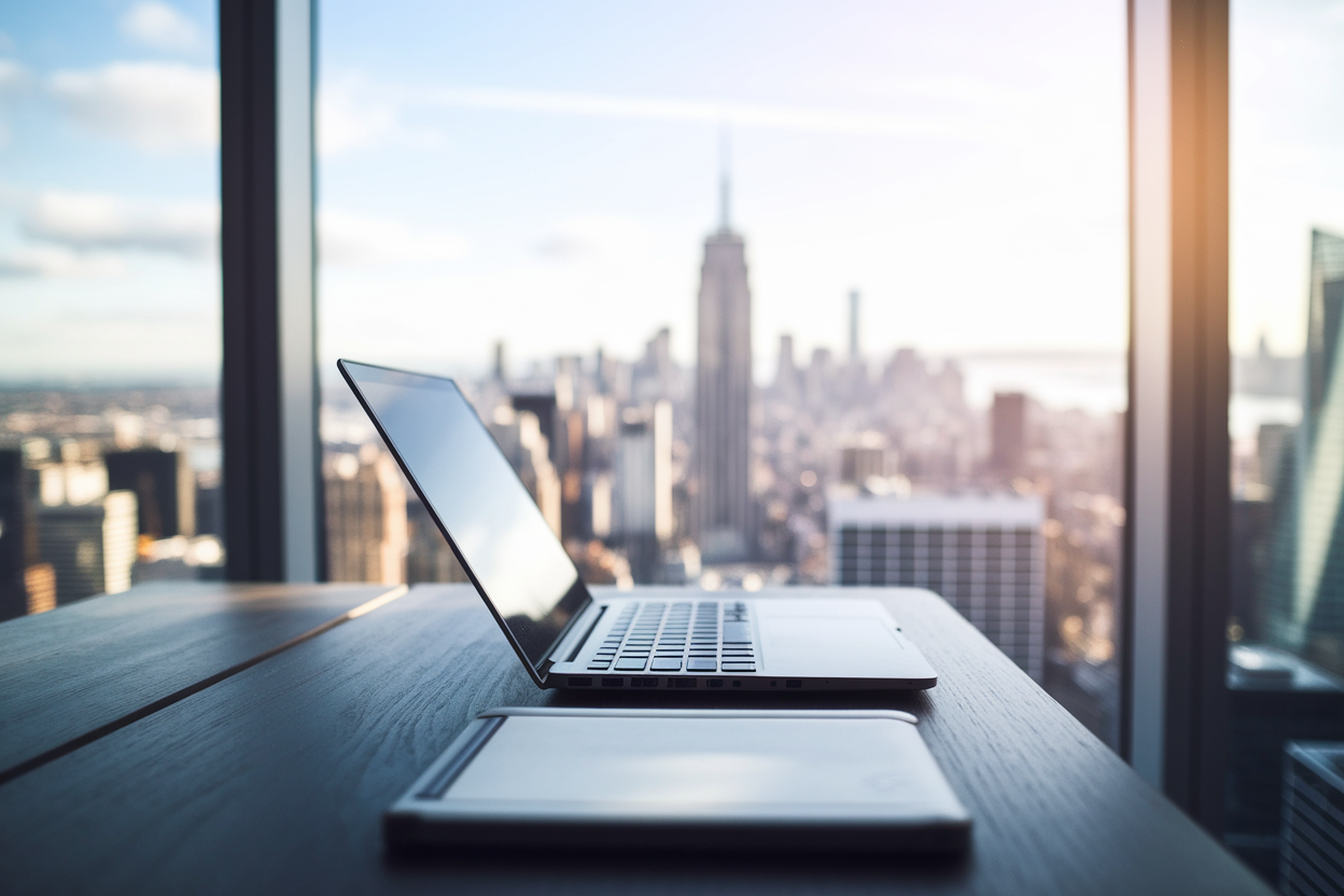 bureau-ordinateur-portable-fenetre-ville